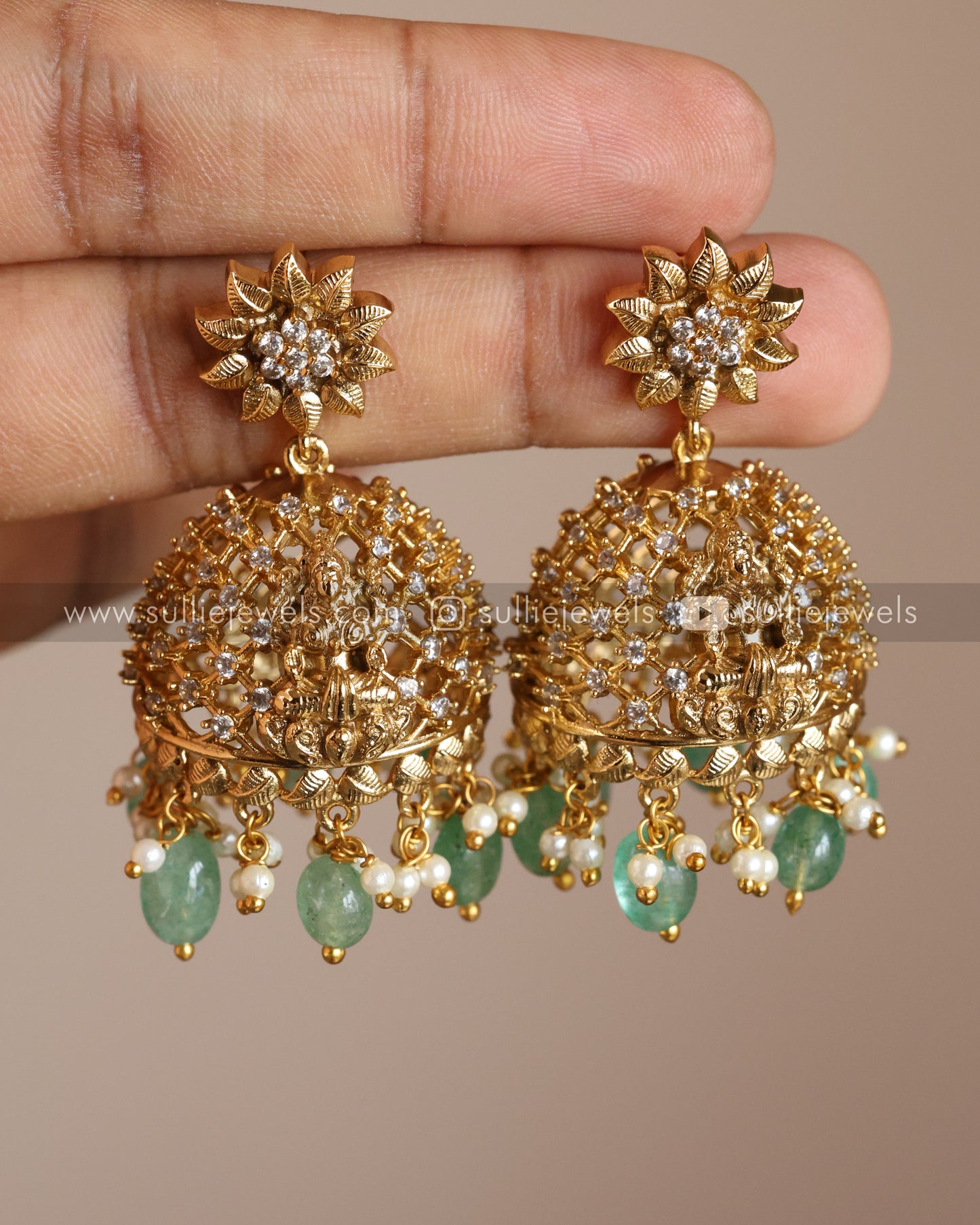 Lakshmi Premium Bridal Choker with Jhumka - Mint Beads