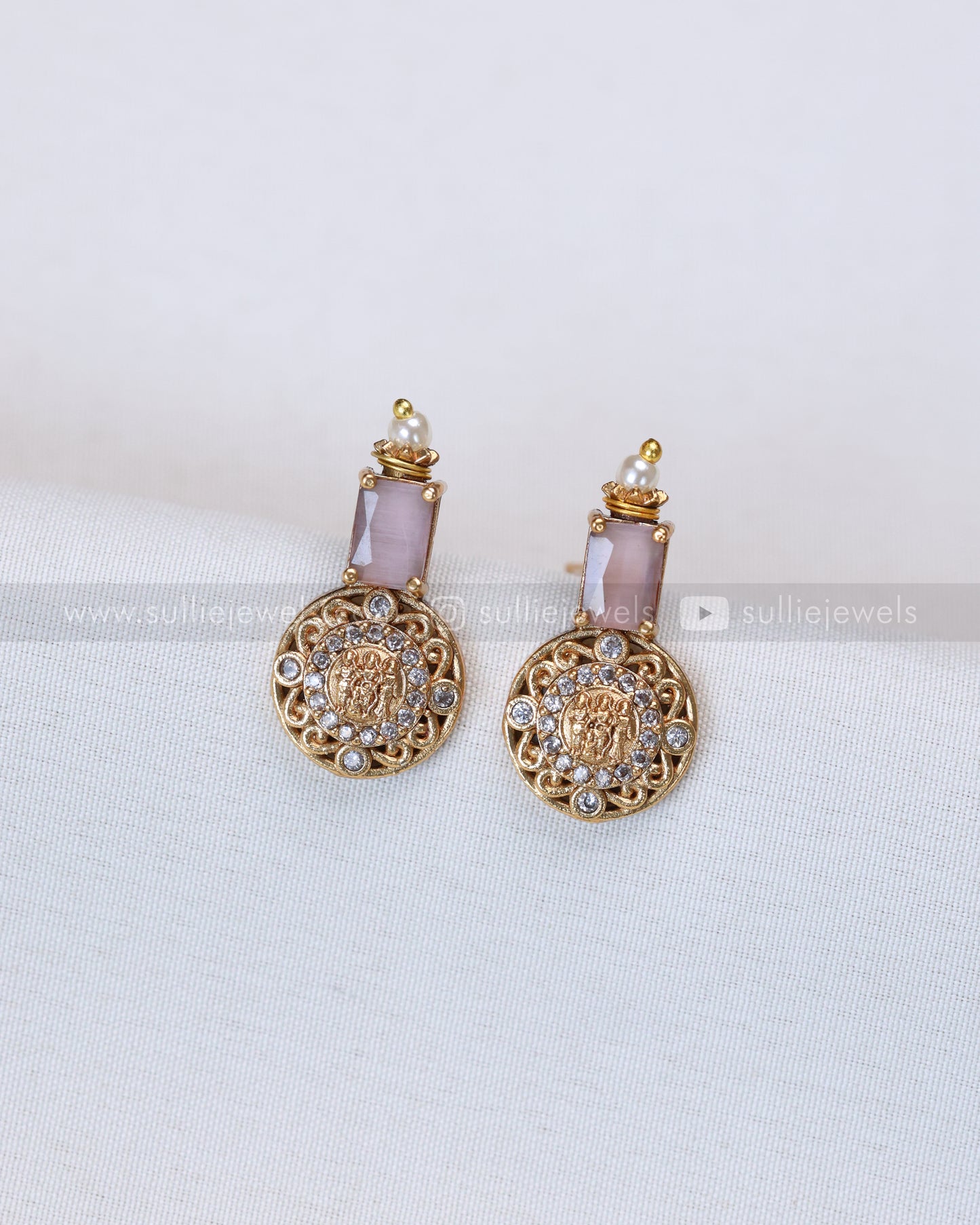 3699 - Lavender Coin Ram Parivar Necklace with Stud