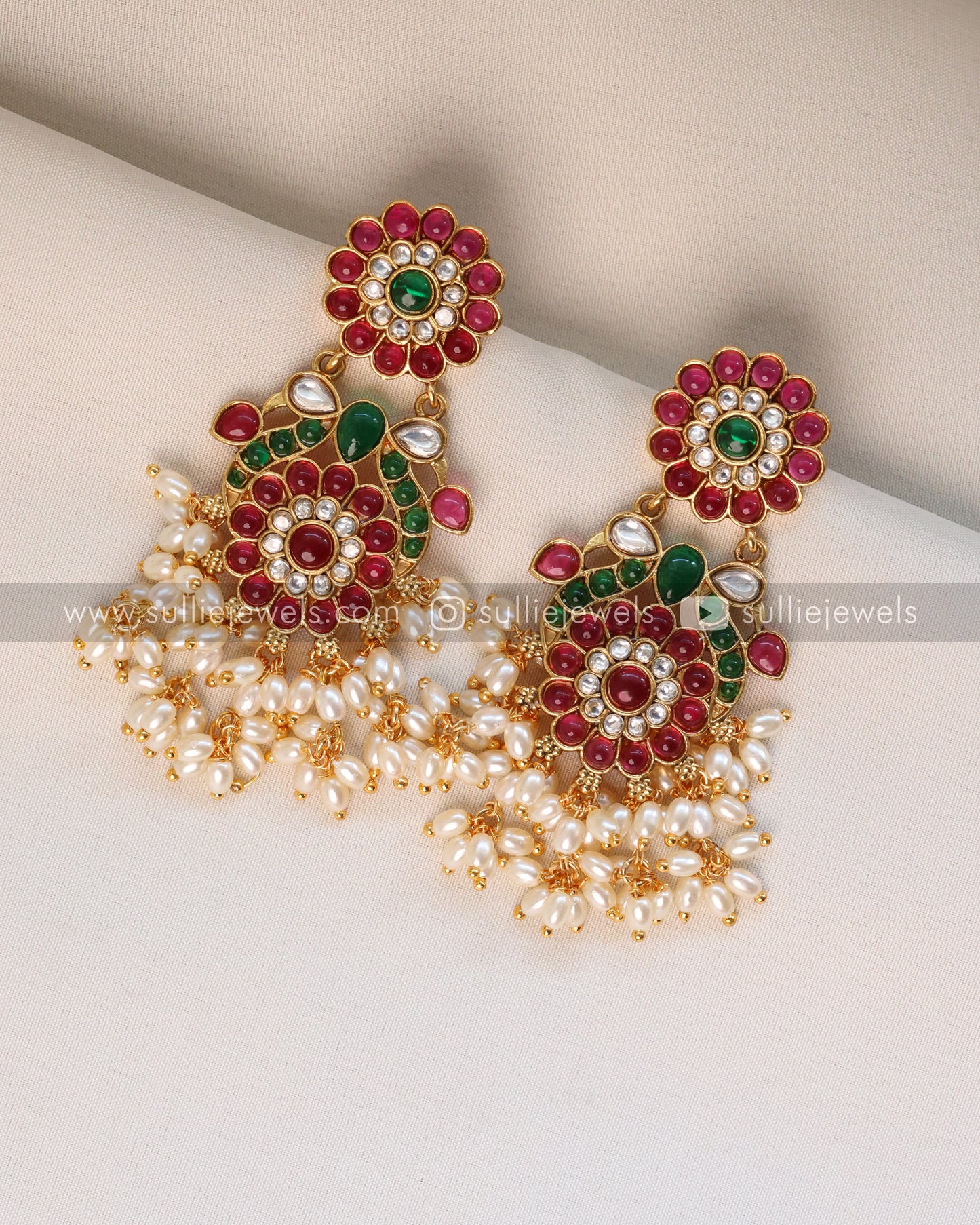 Kemp Chakra Onyx Beads Long Chain / Haaram with Earring