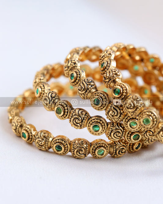 Green Gold Bangle - Set of 2
