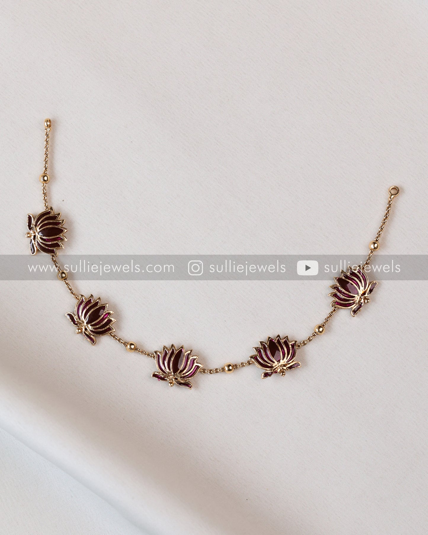 Sullie Basic - Minimal Lotus Necklace/ Choker with Stud - Purple