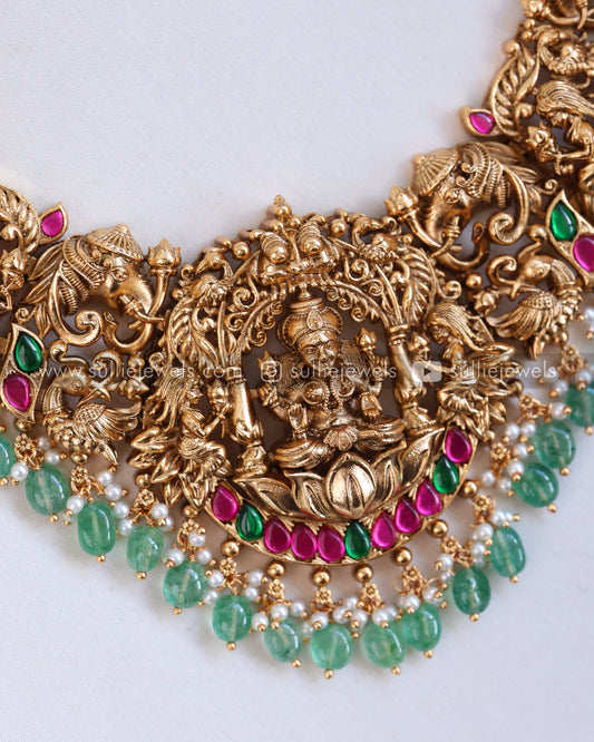 Lakshmi Premium Long Chain/Haaram ( Mint Beads ) with Jhumka
