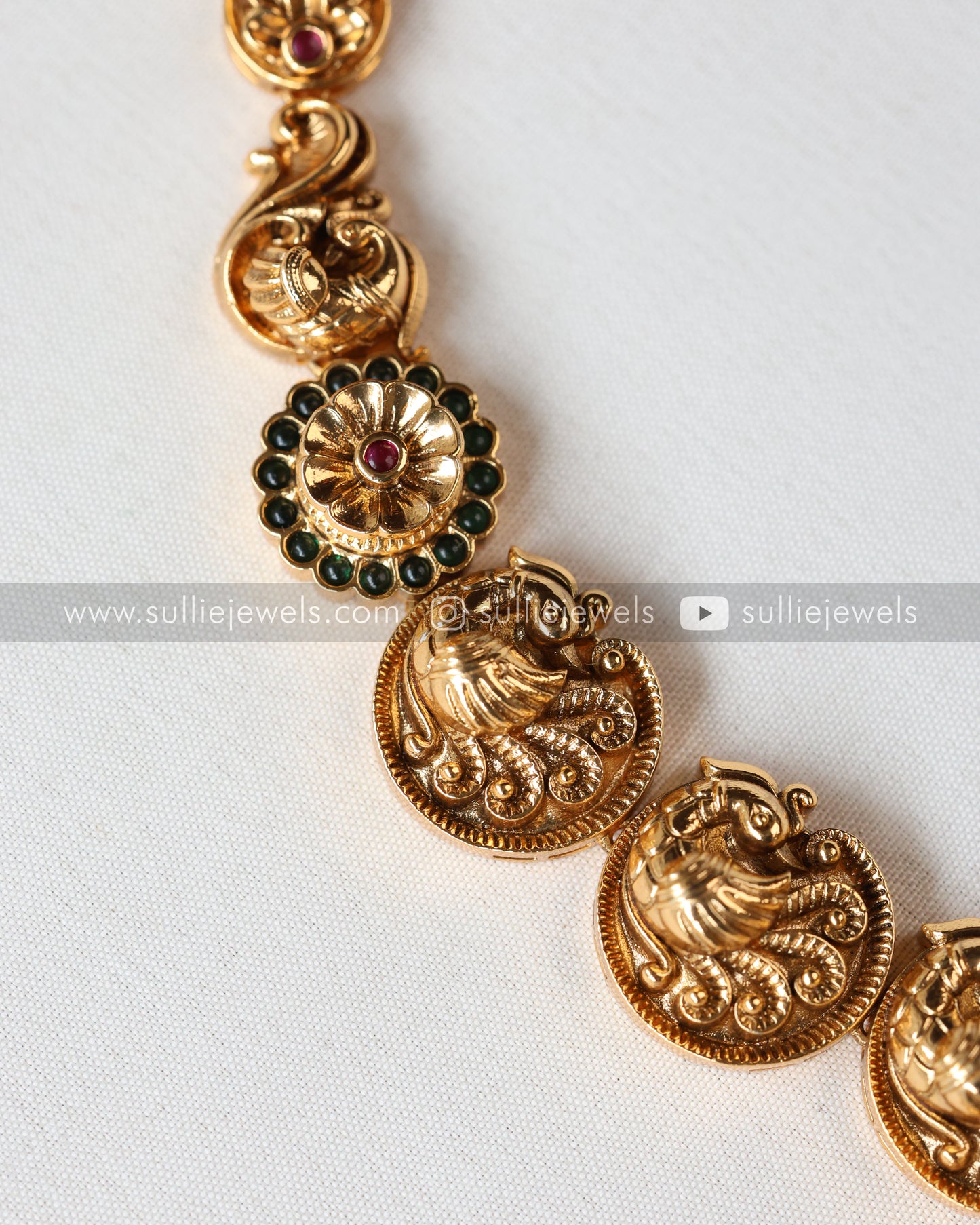 Lakshmi Premium Designer Coral & Mint Necklace with Earring