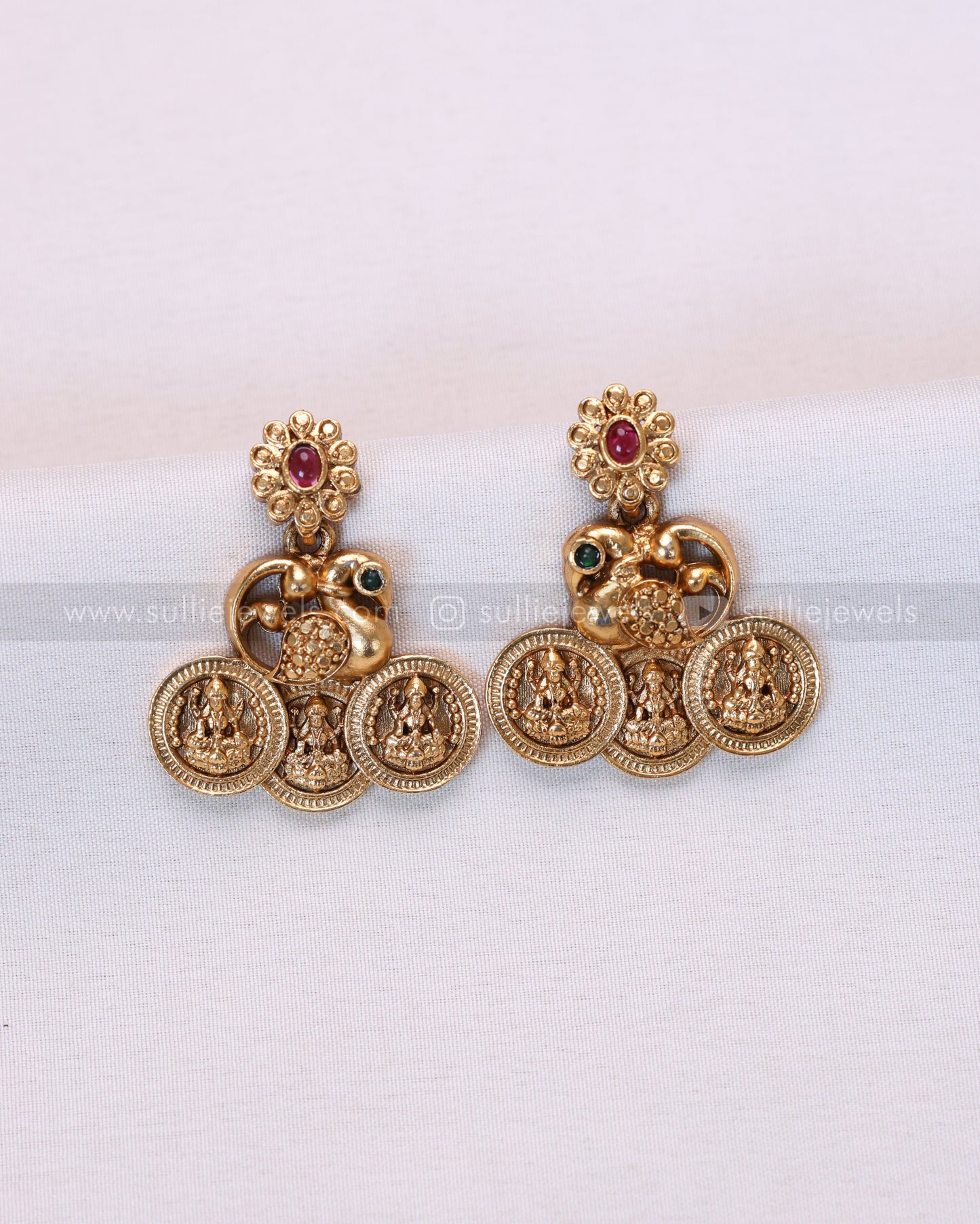 3728 - Sullie Basic Detailed Lakshmi Designer Coin Necklace with Earring
