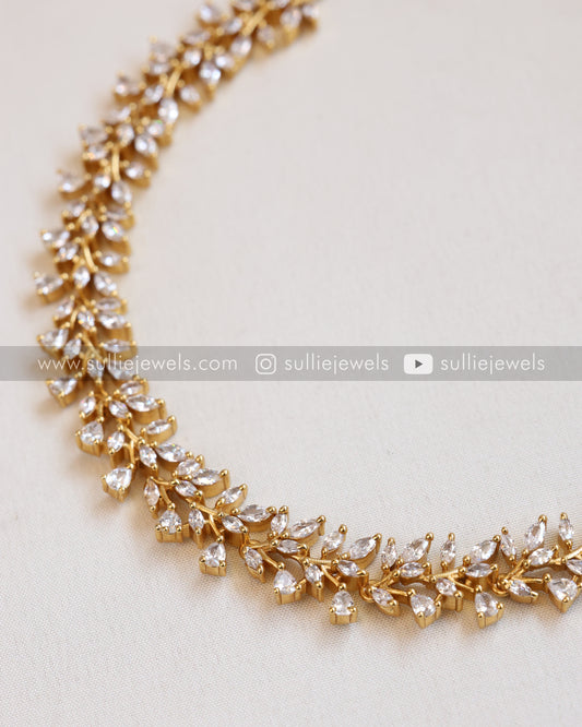 Diamond Leaf Necklace with Earring