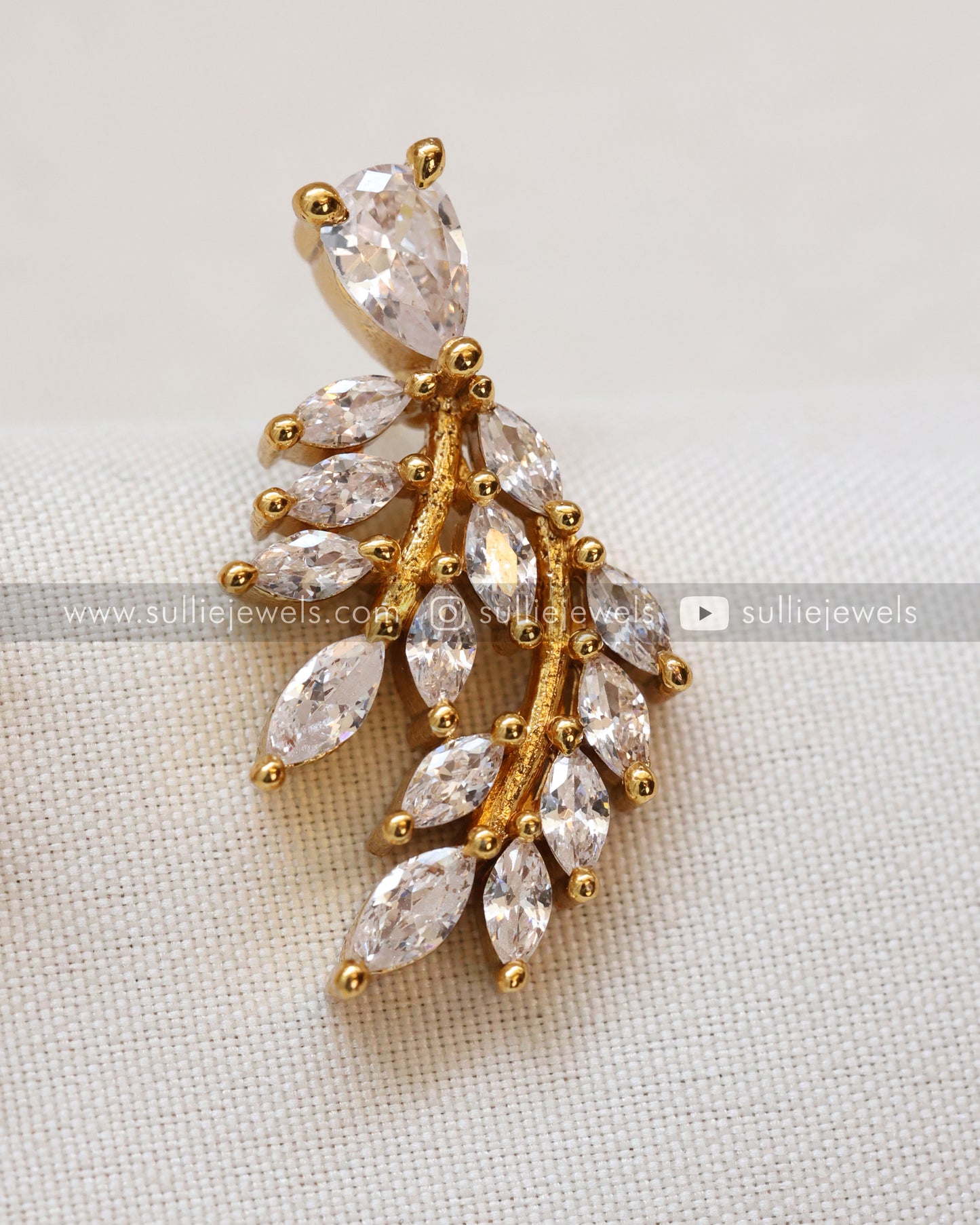 Diamond Leaf Necklace with Earring