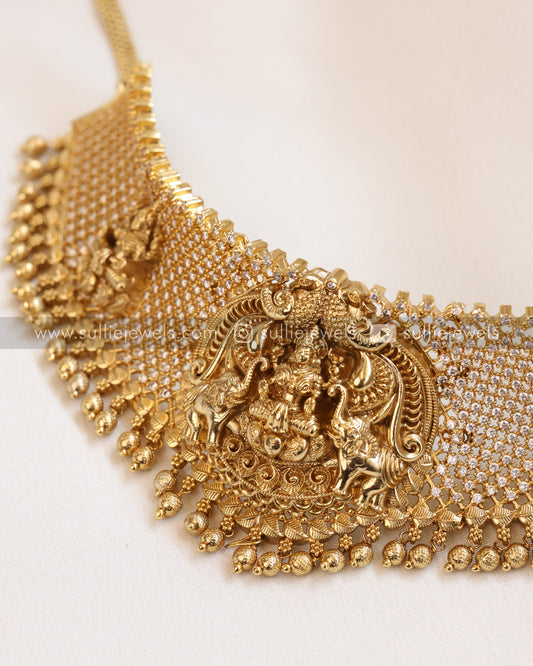 Lakshmi Premium Bridal Choker with Jhumka - Gold Beads