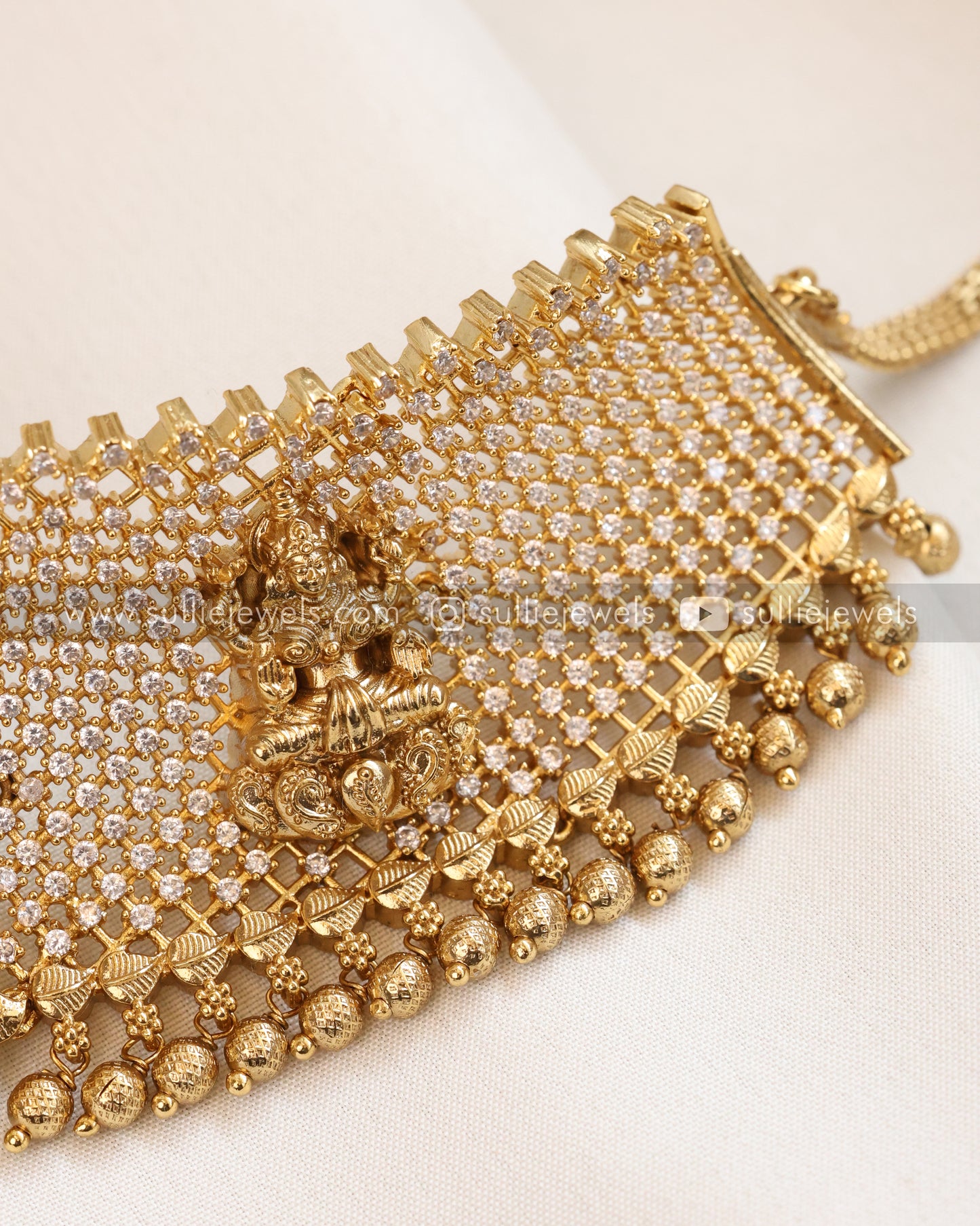 Lakshmi Premium Bridal Choker with Jhumka - Gold Beads