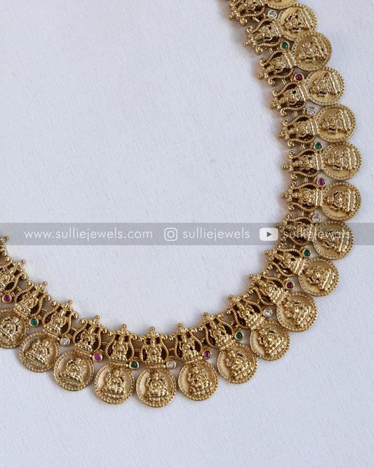 Antique Detailed Coin Long Chain / Kashumaala Haram with Stud