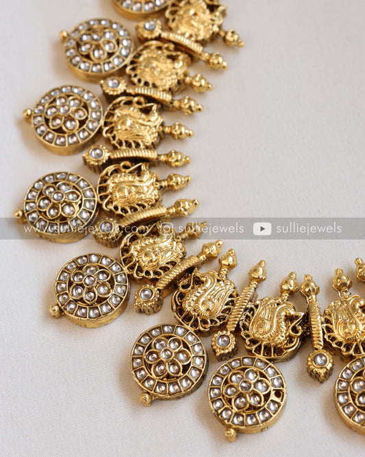 White Premium Heavy Kemp Peacock Necklace with Earring