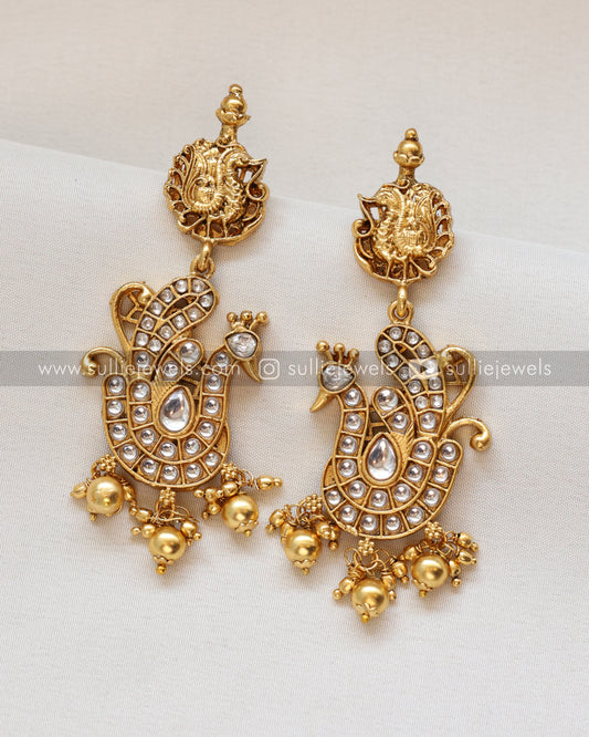 White Premium Heavy Kemp Peacock Bridal Combo ( 3 piece )