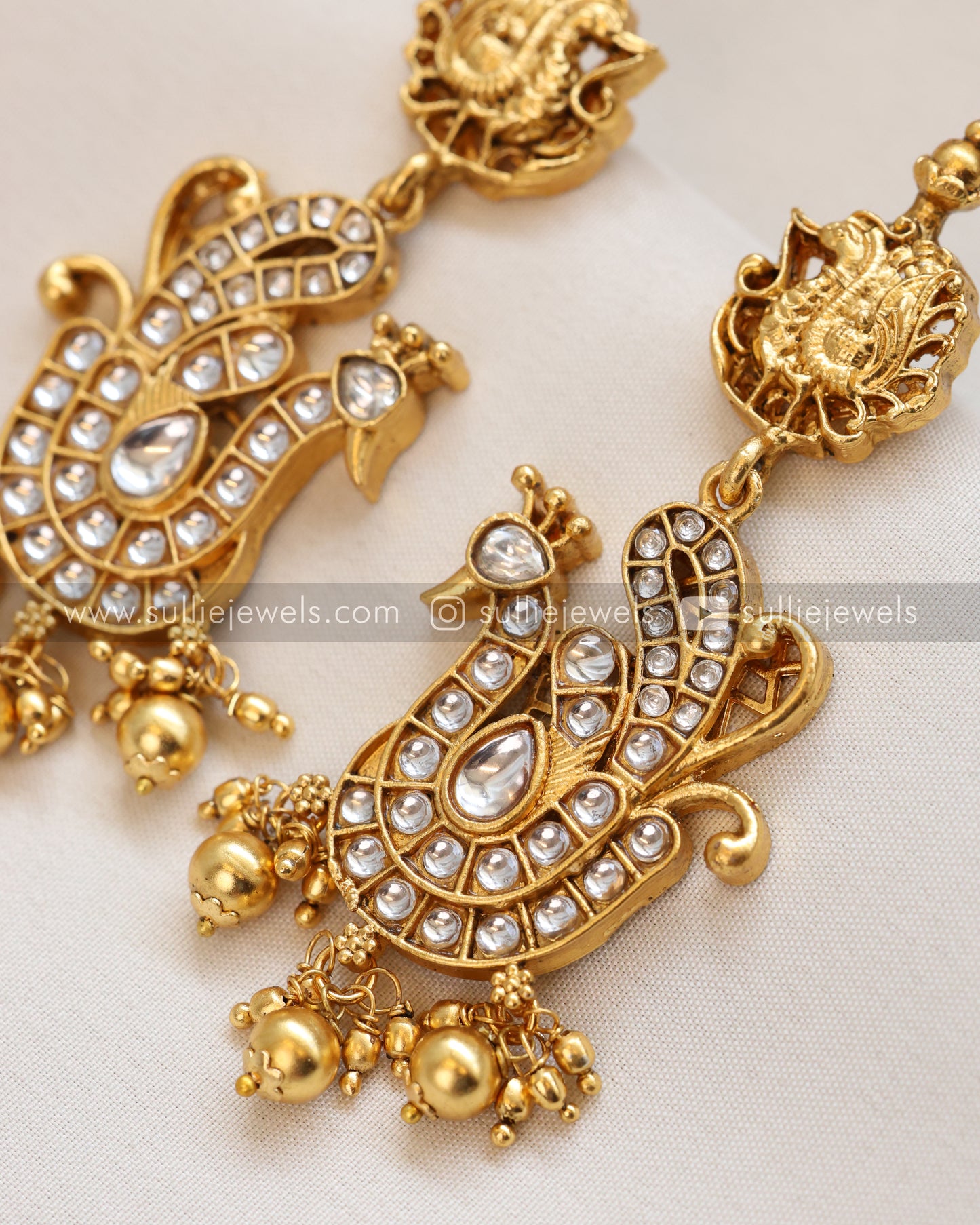 White Premium Heavy Kemp Peacock Bridal Combo ( 3 piece )