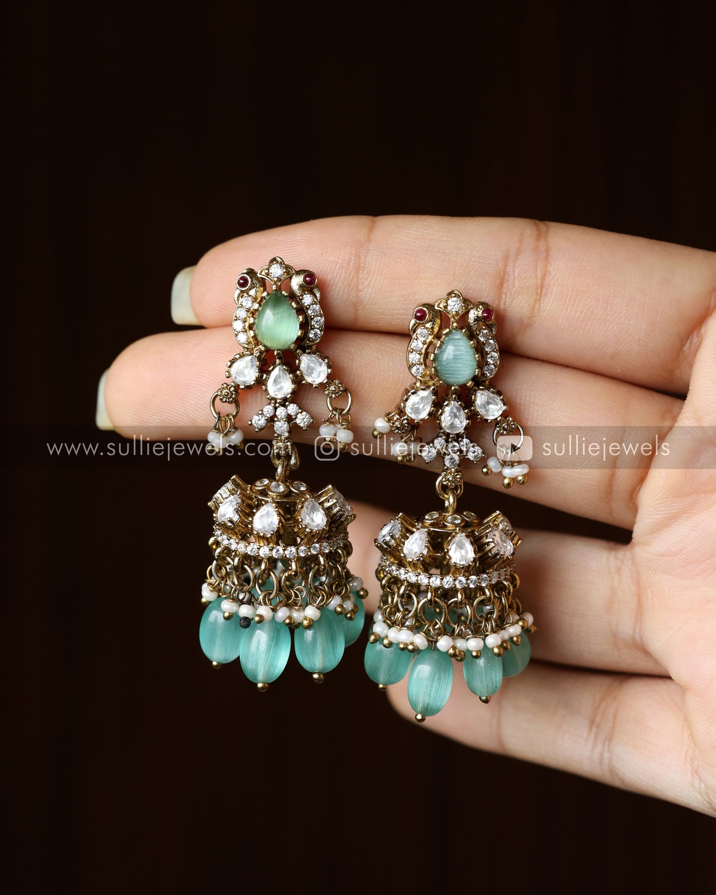 Victorian Premium Diamond Necklace with Jhumkas