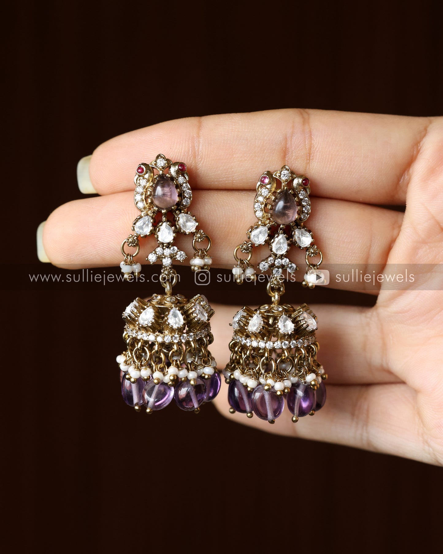 Victorian Premium Diamond Necklace with Jhumkas