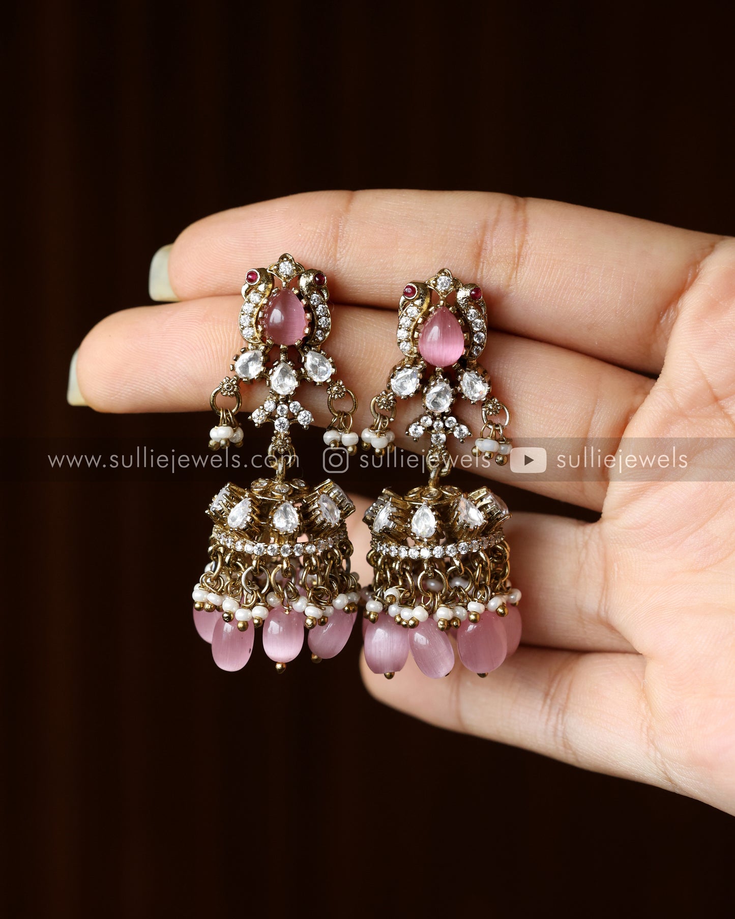 Victorian Premium Diamond Necklace with Jhumkas