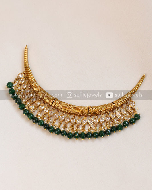 Premium Designer Emerald Stone Hasli with Jhumka