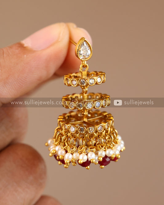 Premium Designer Ruby Stone Hasli with Jhumka