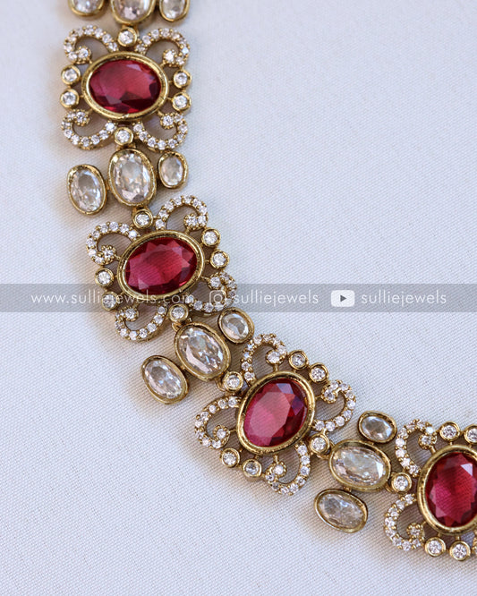 Victorian Ruby Necklace with Earring