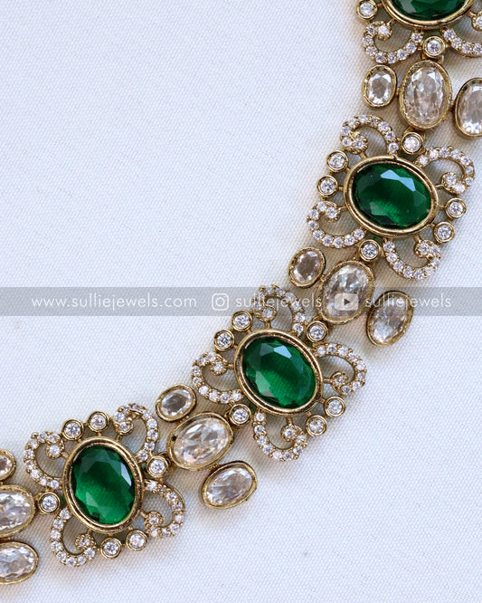 Victorian Emerald Necklace with Earring