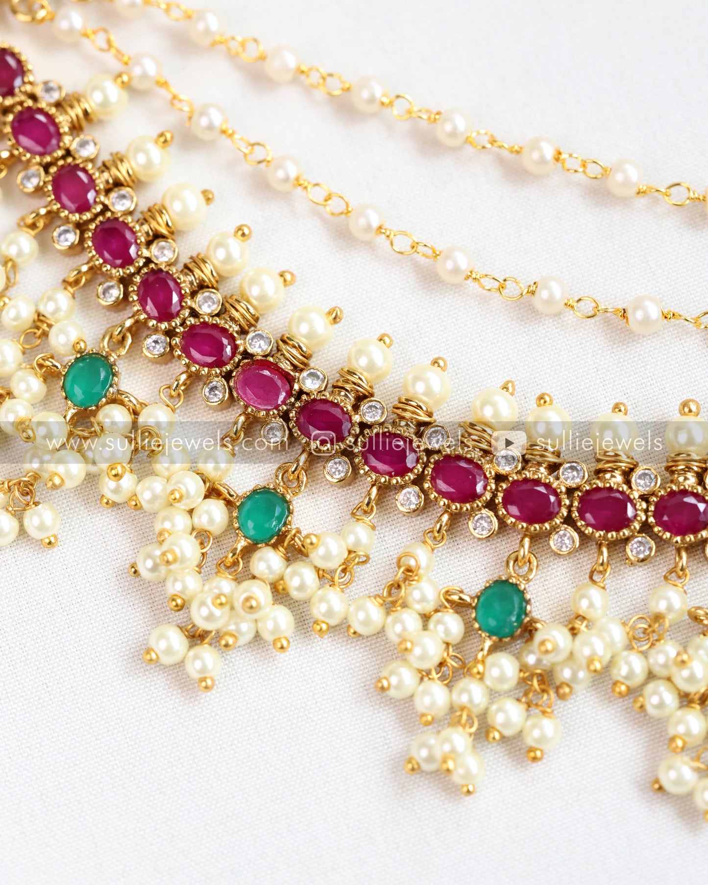 Peacock Premium Designer Jhumka with Pearl Cluster Earchain
