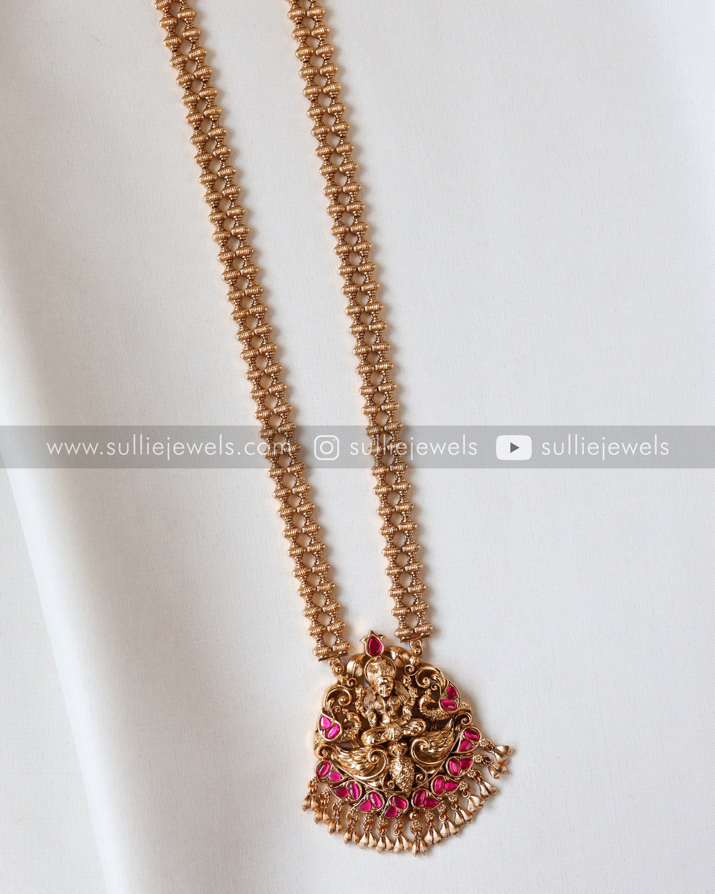 Lakshmi Premium Pendant Copper Gold Double Layer with Jhumka
