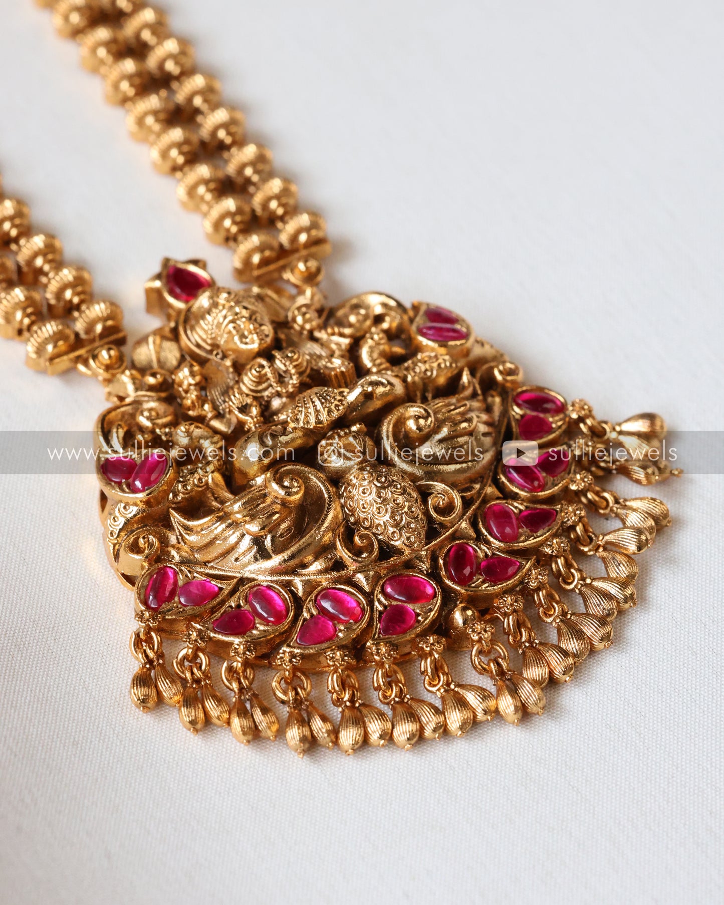 Lakshmi Premium Pendant Copper Gold Double Layer with Jhumka