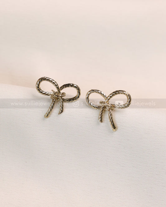 W150 - Golden Bow Knot Stud Earrings