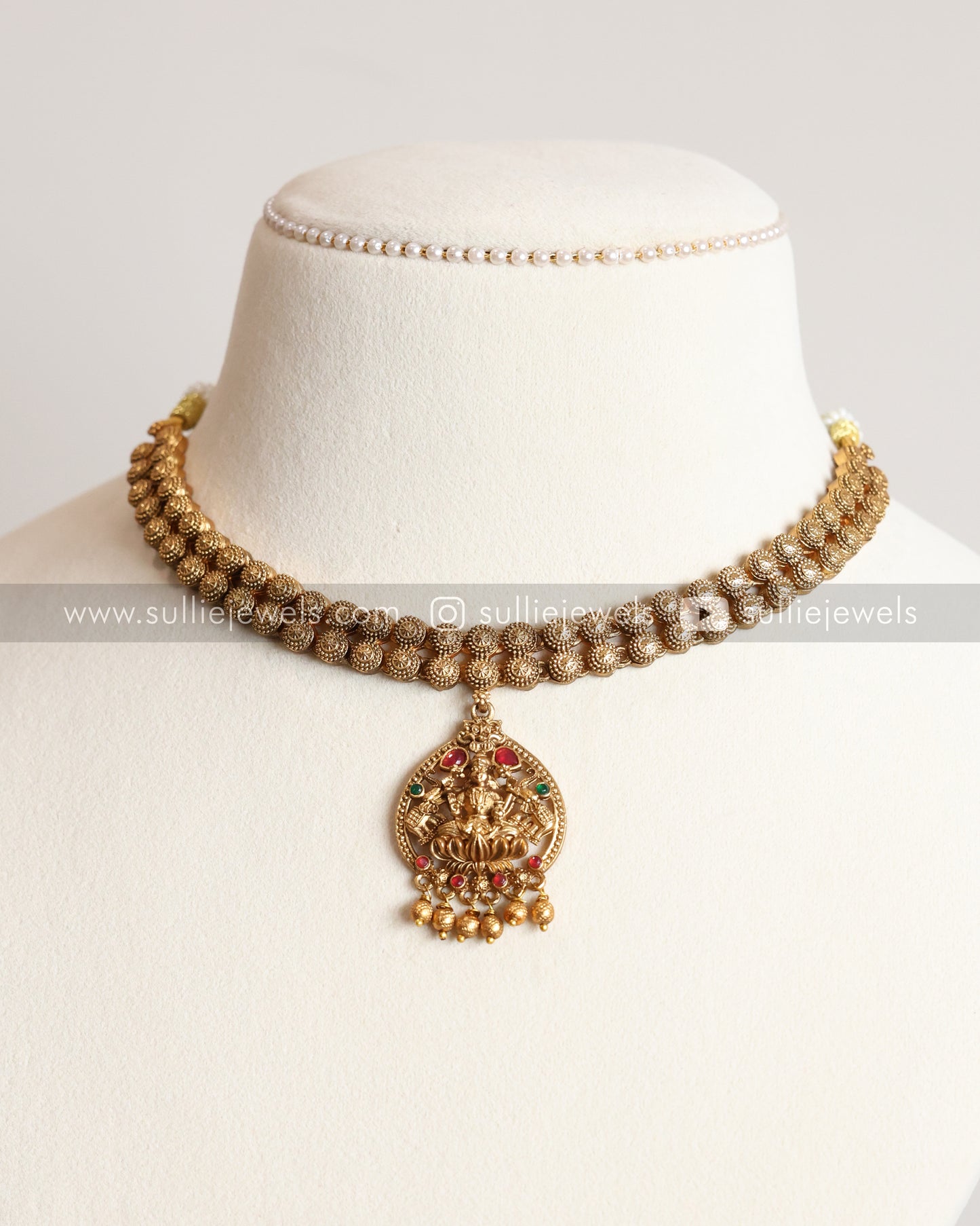 Sullie Basic - Lakshmi Gold Designer Pendant Necklace with Jhumka