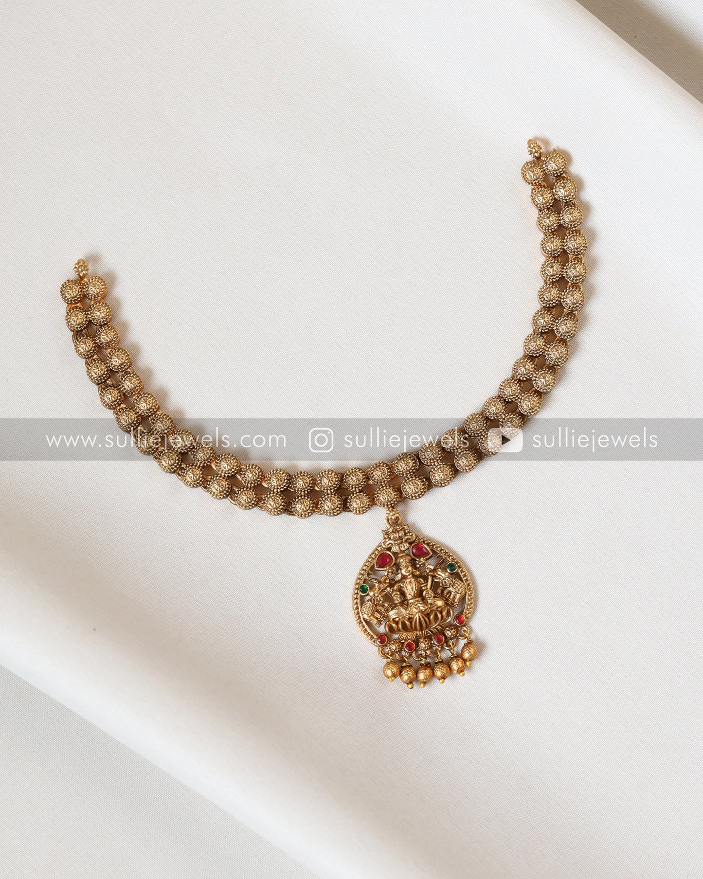Sullie Basic - Lakshmi Gold Designer Pendant Necklace with Jhumka