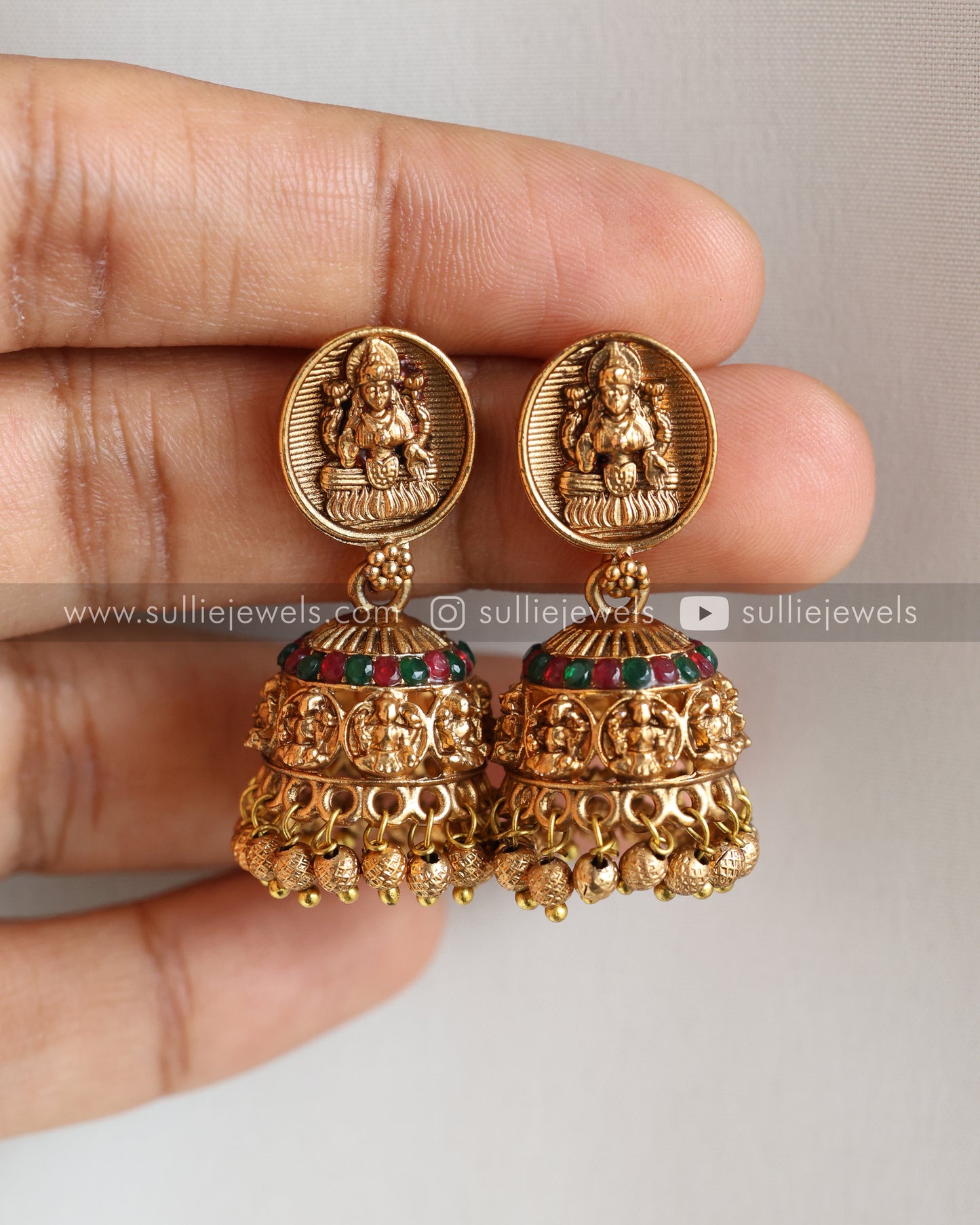 Sullie Basic - Lakshmi Gold Designer Pendant Necklace with Jhumka