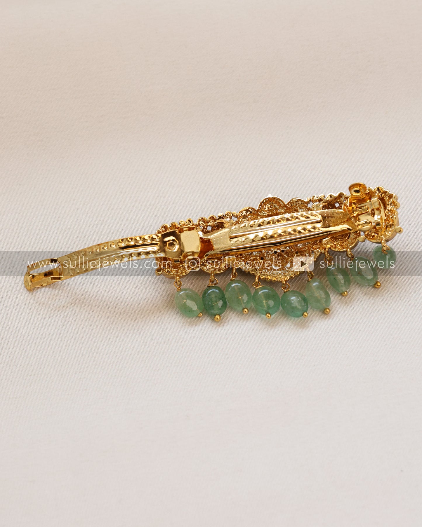 Lakshmi Hair Clip with Mint Beads