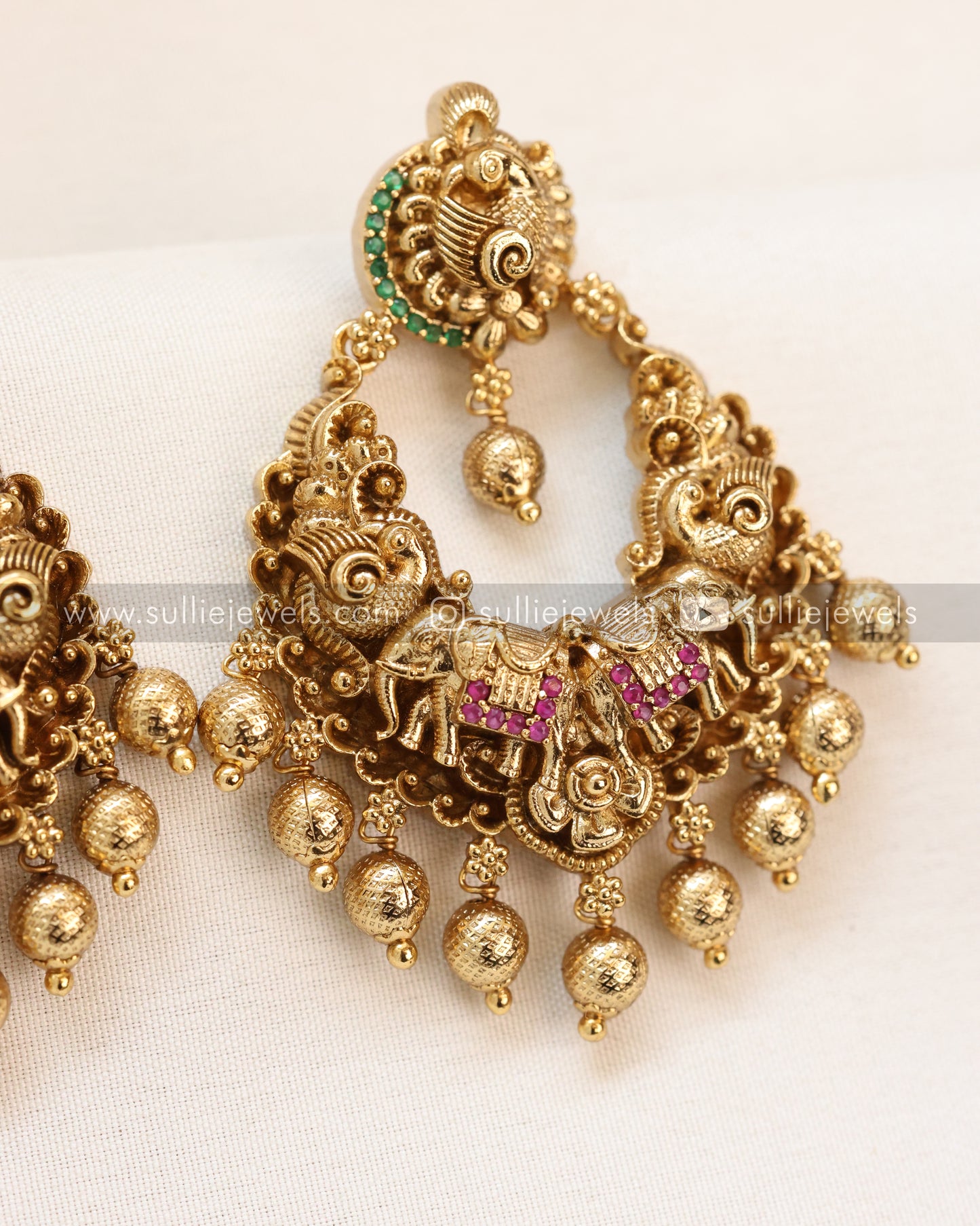 Antique Elephant Peacock Chandbali Earring