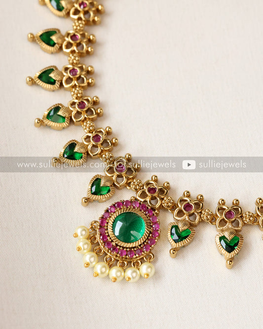 Premium Palakka Necklace with Earrings
