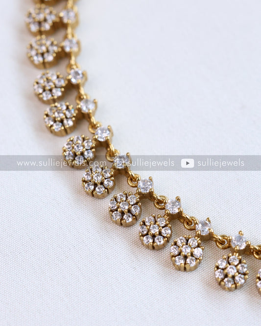 Diamond Hanging Flower Necklace with Stud