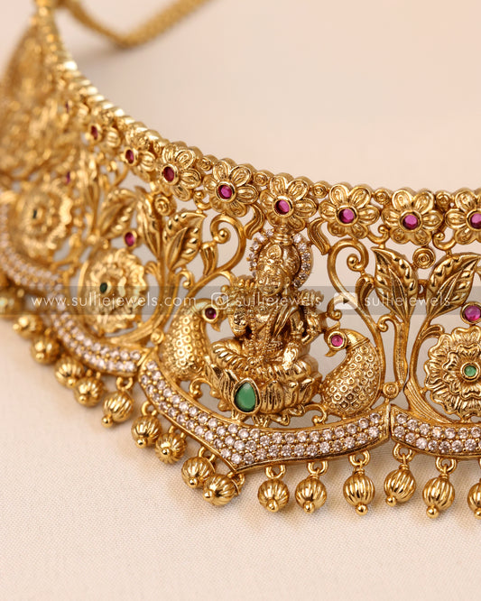 Gold Stone Lakshmi Choker with Earring