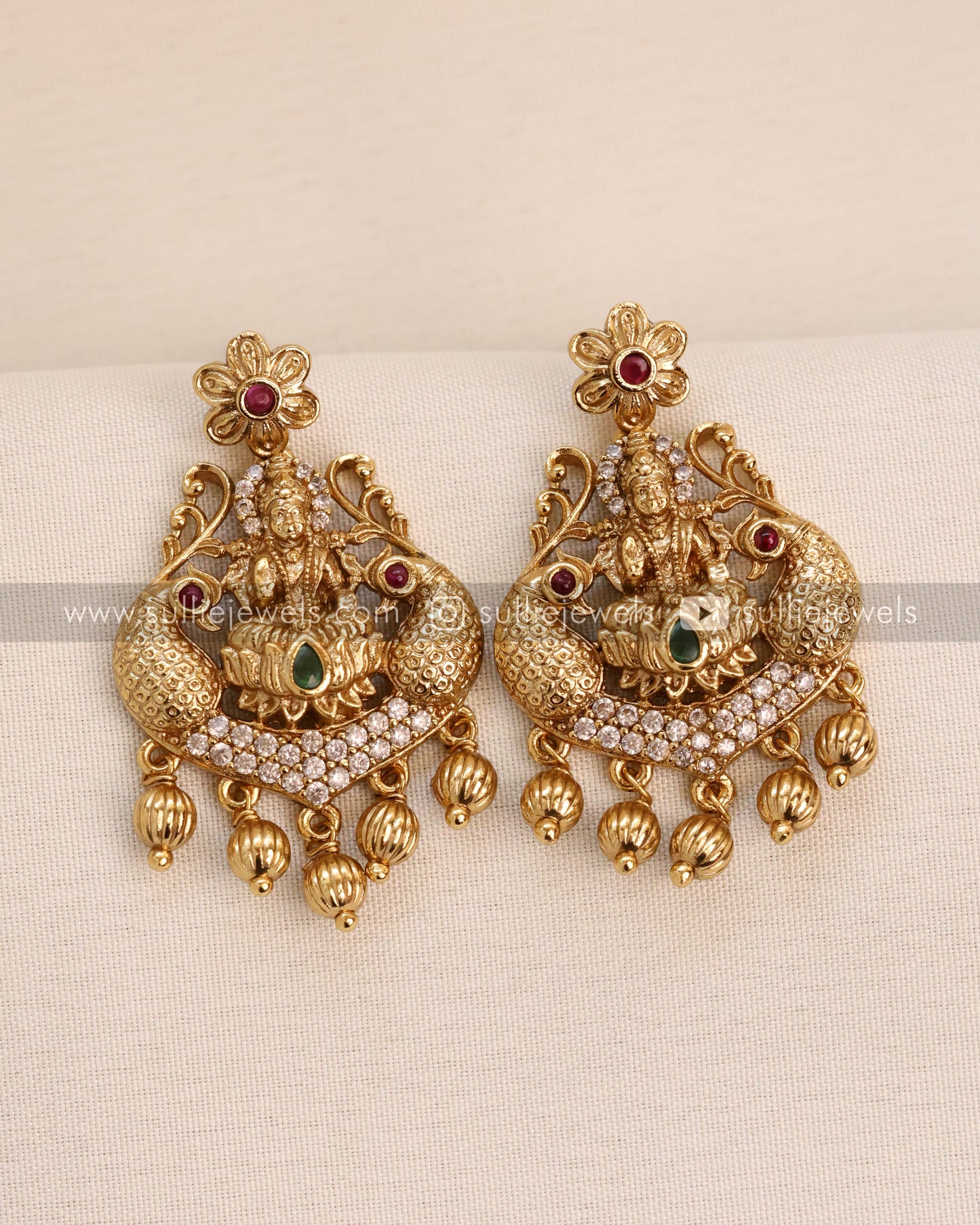 Gold Stone Lakshmi Choker with Earring