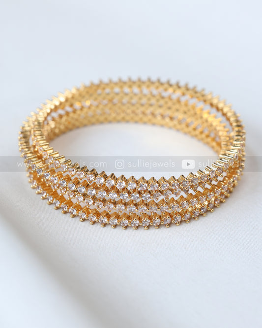 9031 - Minimal AD White Stone Bangle - Set of 4