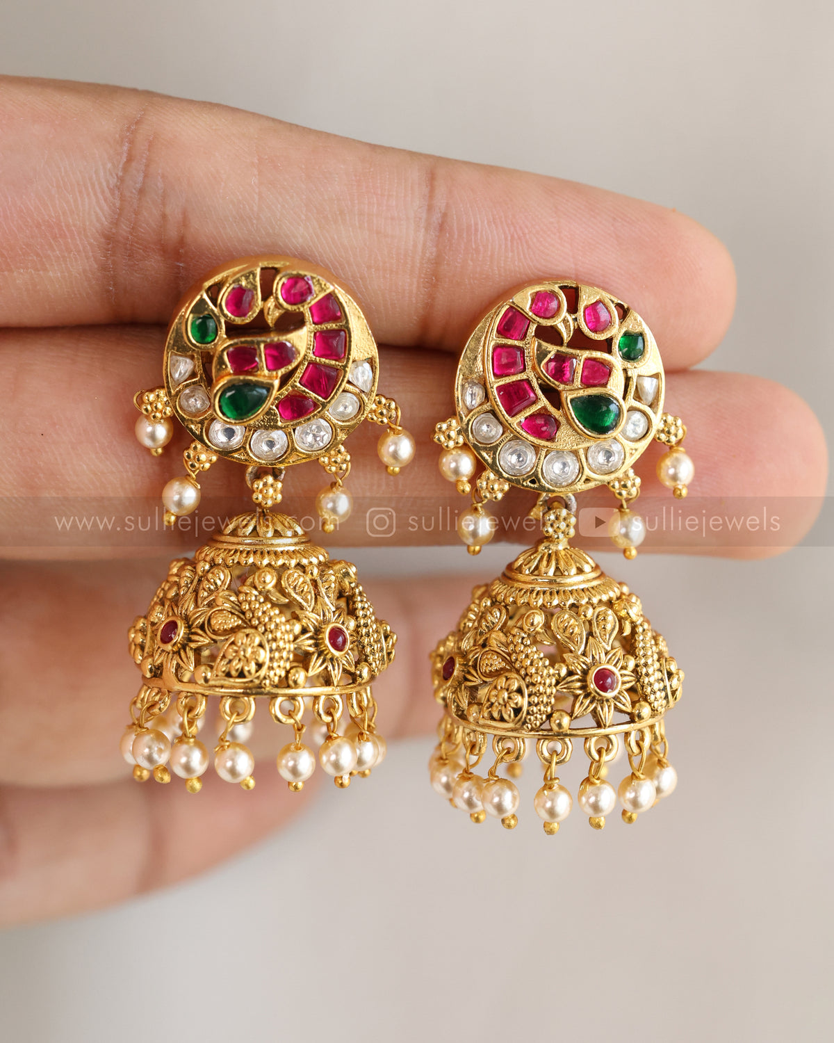 3956 - Double Layer Kemp Broad Coin Mint Beads Necklace with Jhumka