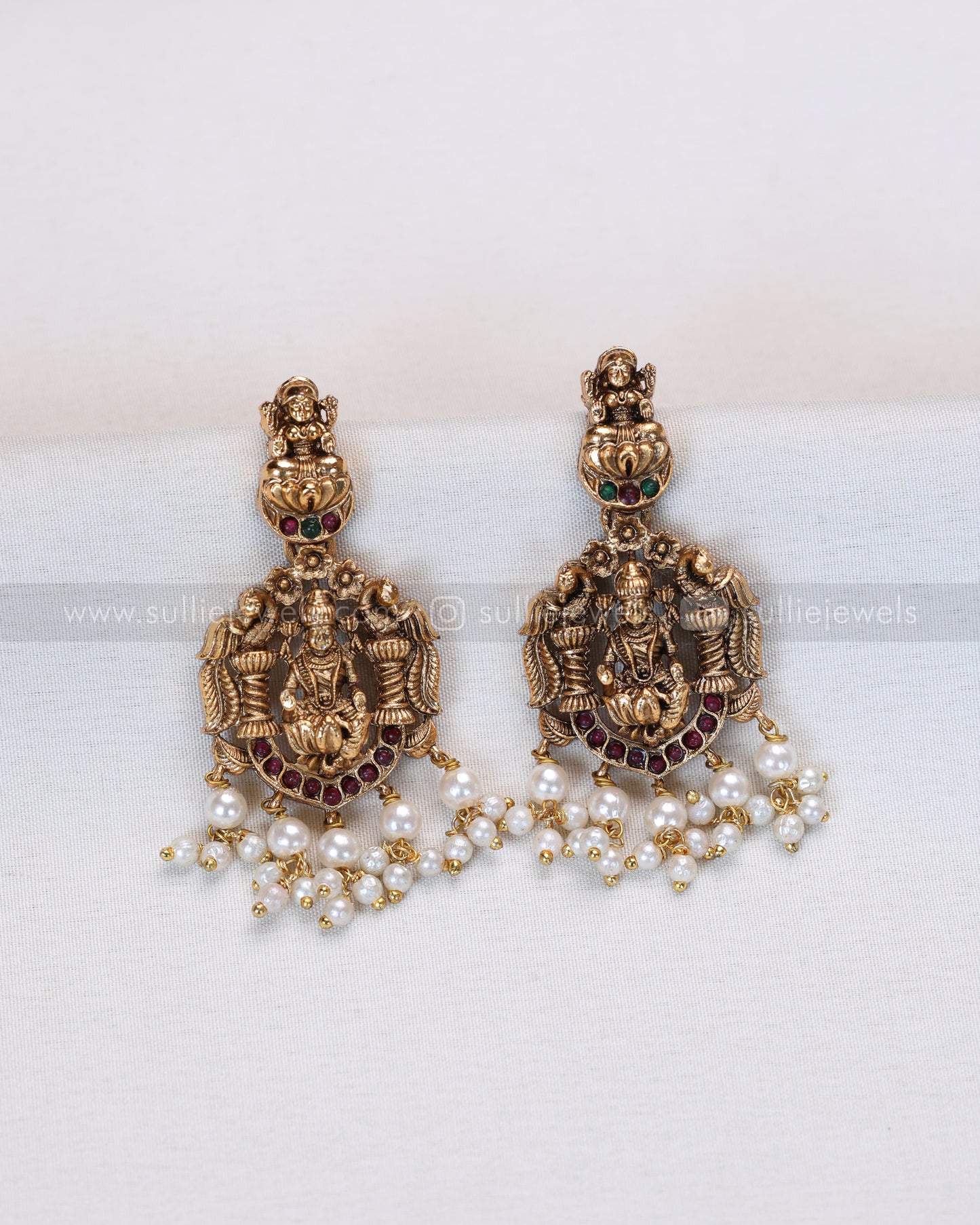 3765 - Sullie Basic Lakshmi Peacock Pearl Hasli with Earrings