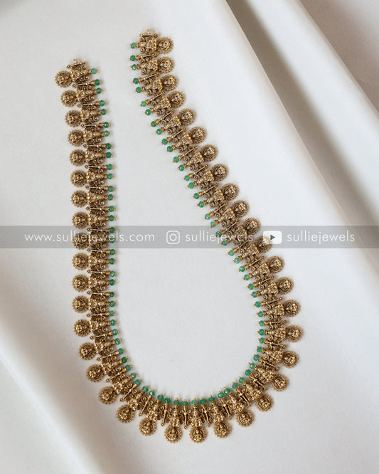 Lakshmi Coin Detailed Long Chain/Haaram Mint with Stud