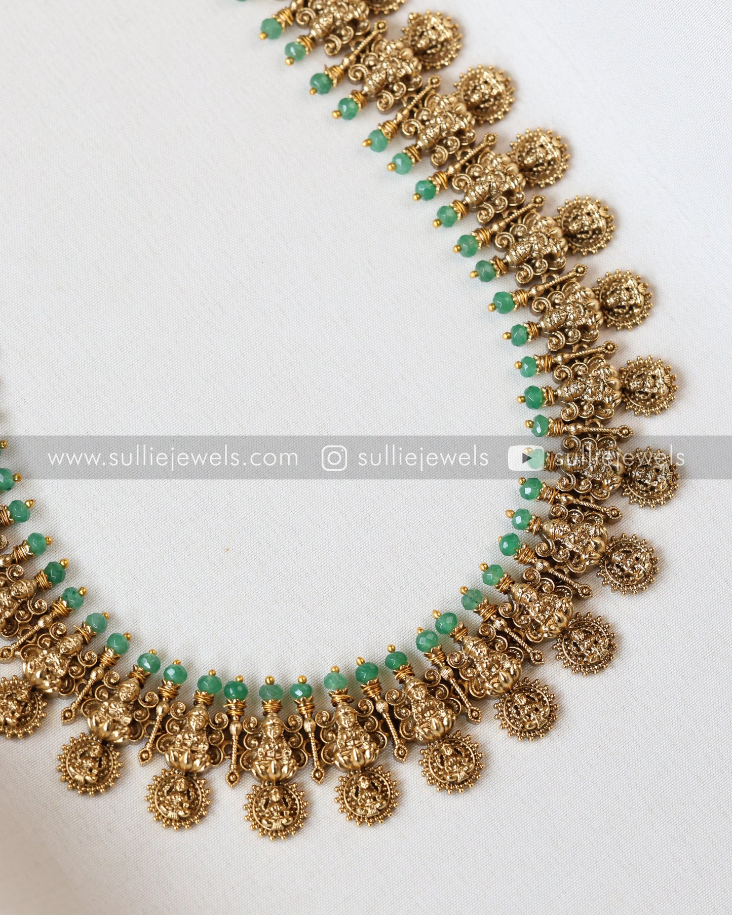 Lakshmi Coin Detailed Long Chain/Haaram Mint with Stud