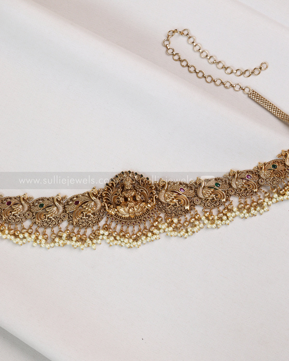 H182 - Antique Nagas Premium Peacock Goddess with Pearls Hipchain