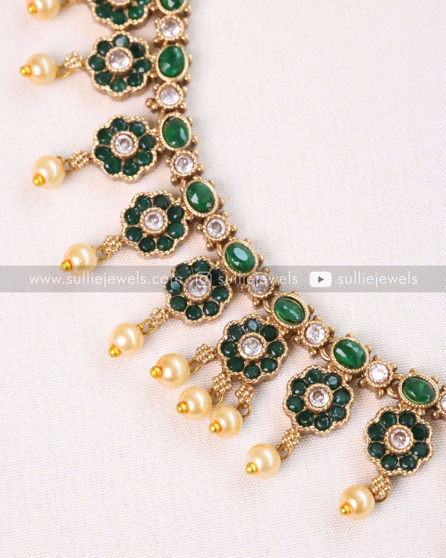 Layered Green Necklace Combo ( 4 piece )