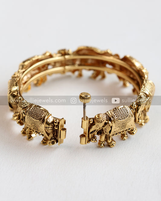 Elephant Screw Openable Gold Bangle