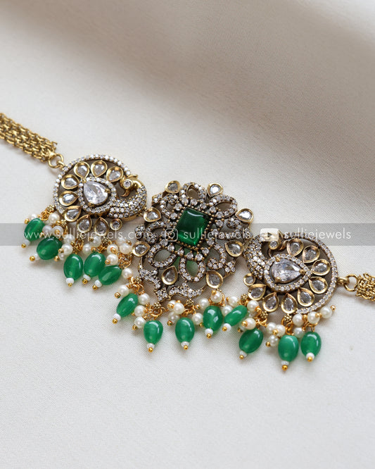 Green Victorian Choker with Stud