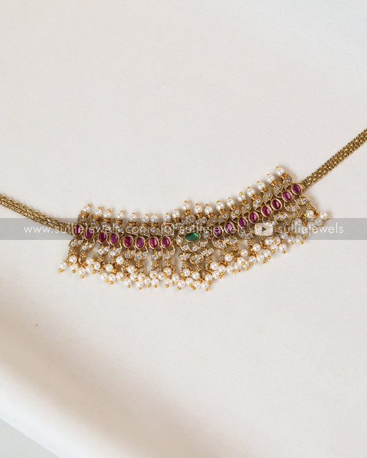 Designer Stone Guttapusalu Choker with Earring