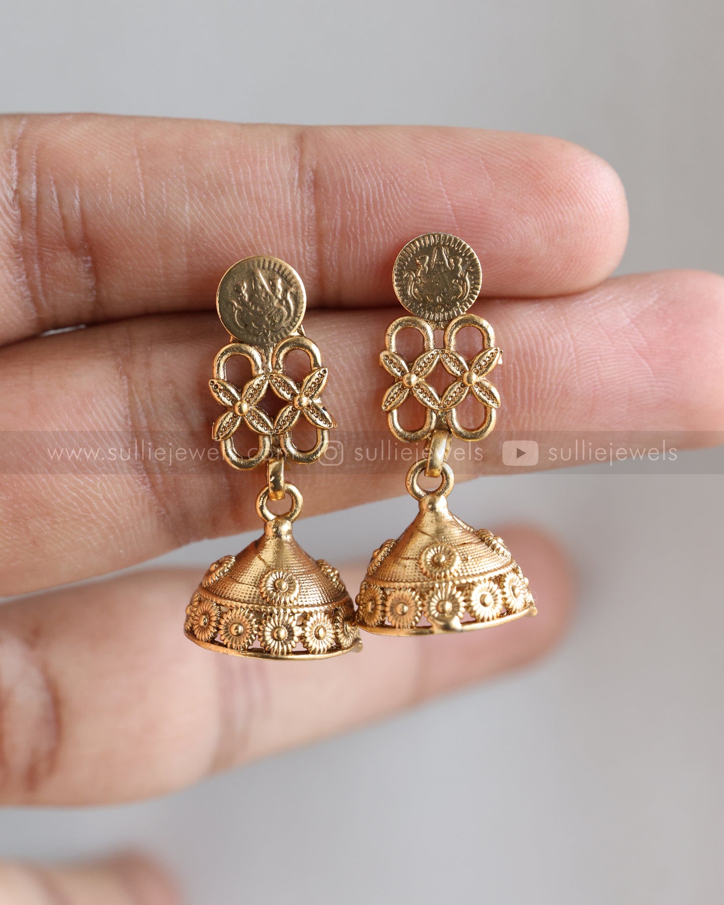 7179 - Sullie Basic - Coin & Ruby Palakka Long Chain with Jhumka