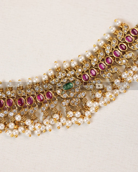 Designer Stone Guttapusalu Choker with Earring