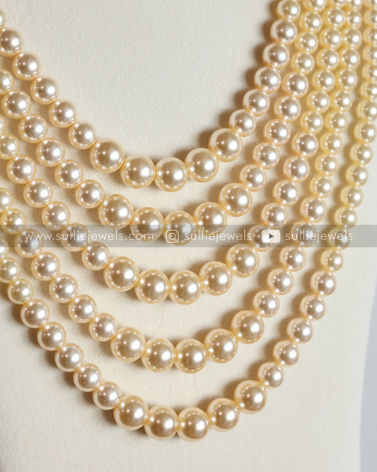 Unisex 5 Layered Premium Pearl Chain