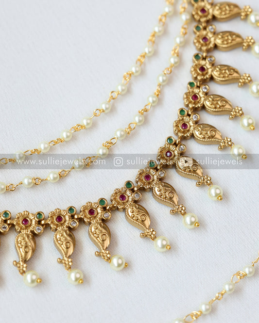 Premium Gold Ear Chain with Pearl drops